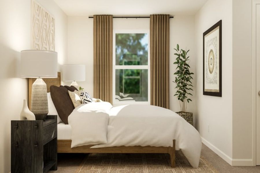 A bed in a room. A bed in a room.