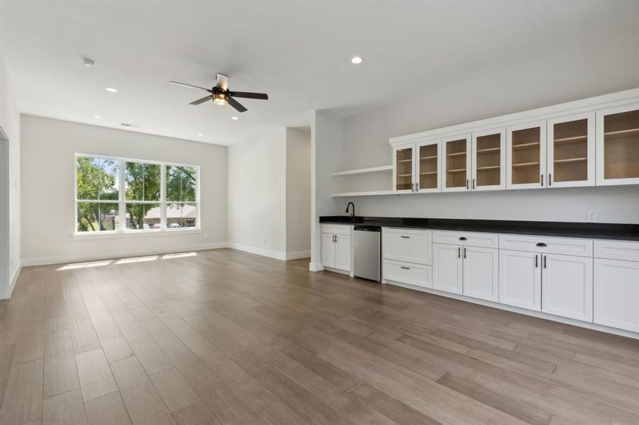 Upstairs game room and extended wet bar