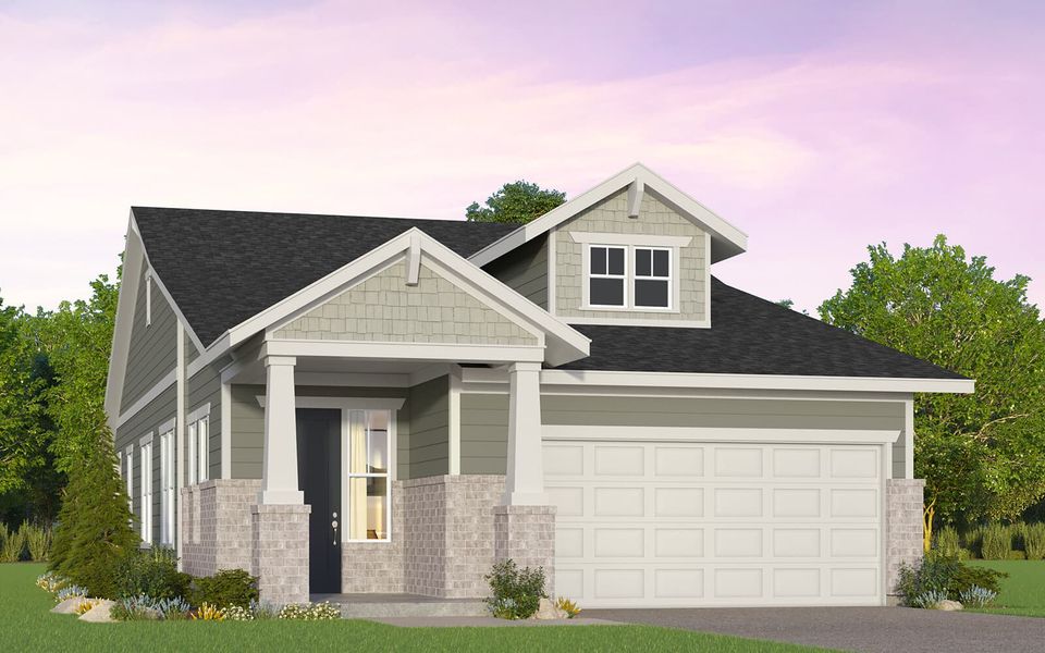 Representative exterior photo of a completed home built from the Newberry by Brookfield Residential in Traditional at Kissing Tree, San Marcos, TX (Image 1).