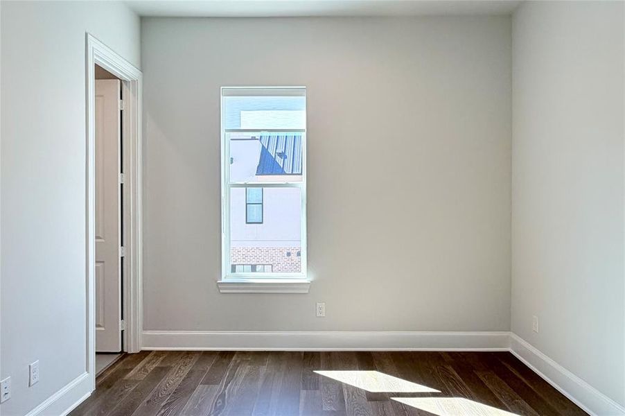 Progress photo of actual unit. Third floor guest bedroom with ensuite bathroom.