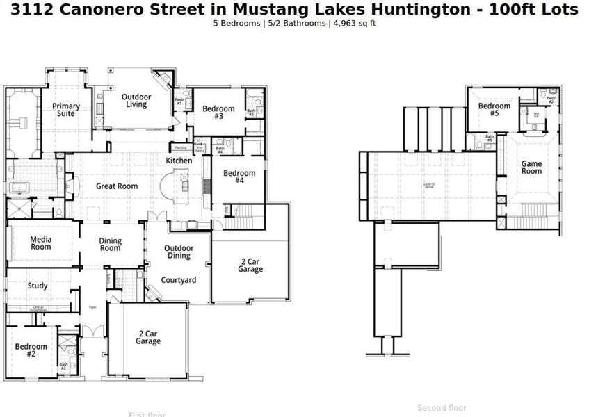 2D floor plan layout of this home in Mustang Lakes - 100ft Lots, Celina, TX (Image 2). 2D floor plan layout of this home in Mustang Lakes - 100ft Lots, Celina, TX (Image 2).
