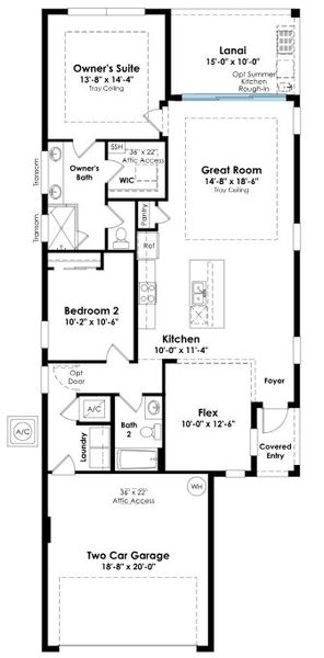 2D floor plan layout of this home in Rivella, Port St. Lucie, FL (Image 2).