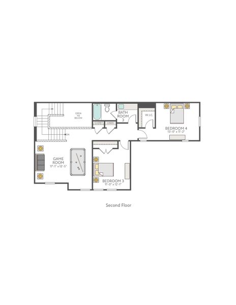 2D floor plan layout of this home in Lariat, Liberty Hill, TX (Image 4).