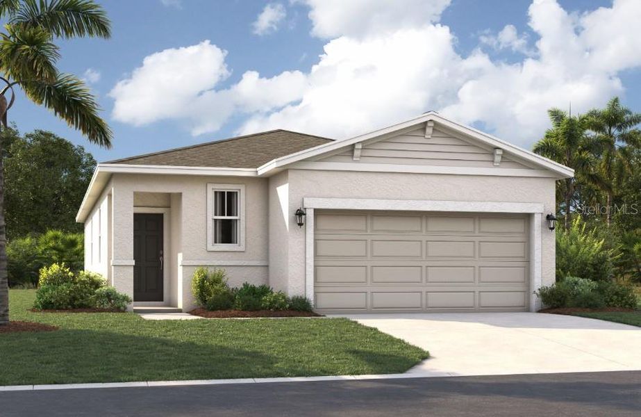 Front exterior of a new home in Country Club Estates, Palm Bay, FL, highlighting curb appeal (Image 1). Front exterior of a new home in Country Club Estates, Palm Bay, FL, highlighting curb appeal (Image 1).