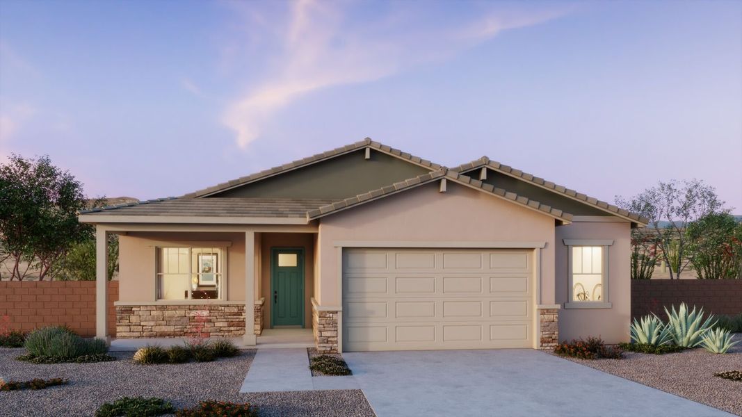 Representative exterior photo of a completed home built from the Mercury by Mattamy Homes in Saguaro Reserve II, Marana, AZ (Image 2). Representative exterior photo of a completed home built from the Mercury by Mattamy Homes in Saguaro Reserve II, Marana, AZ (Image 2).