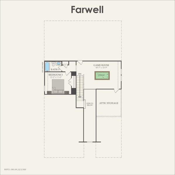 2D floor plan layout for the Farwell by Pulte Homes in Crescent Bluff, Georgetown, TX (Image 3). 2D floor plan layout for the Farwell by Pulte Homes in Crescent Bluff, Georgetown, TX (Image 3).
