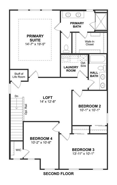 2D floor plan layout for the Prairie Willow by K. Hovnanian® Homes in Heritage Ranch, Sherman, TX (Image 4).