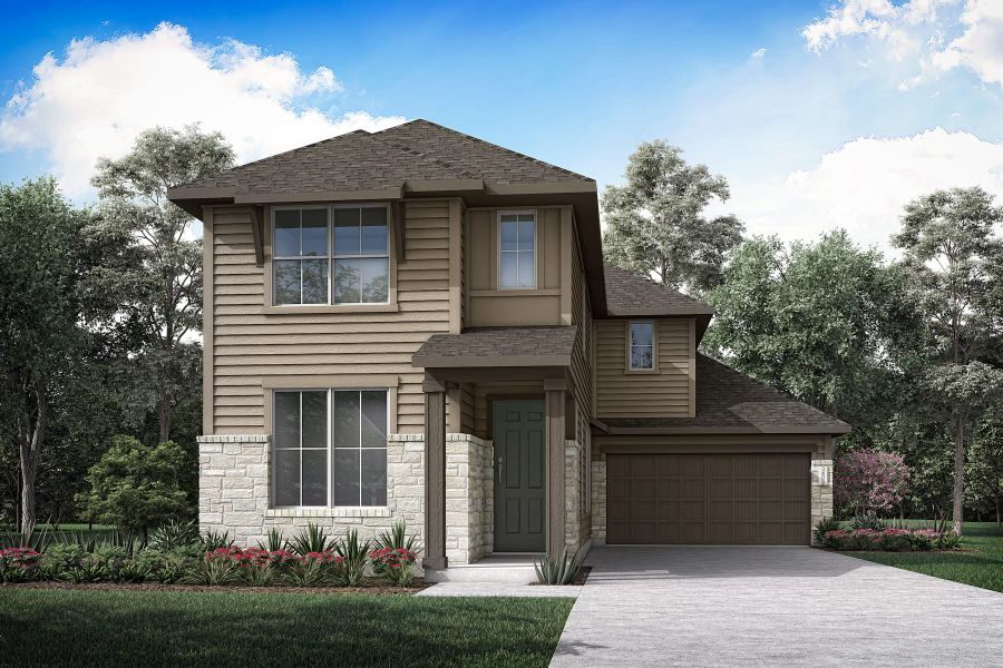 Representative exterior photo of a completed home built from the Bergamot by Tri Pointe Homes in The Retreat at Harvest, Argyle, TX (Image 16).