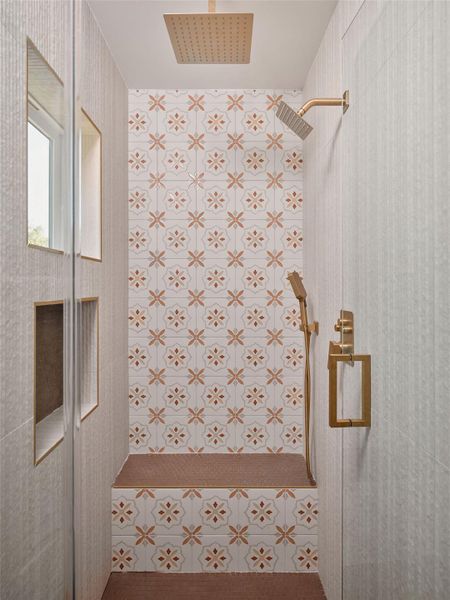 Full bath with a shower stall Full bath with a shower stall