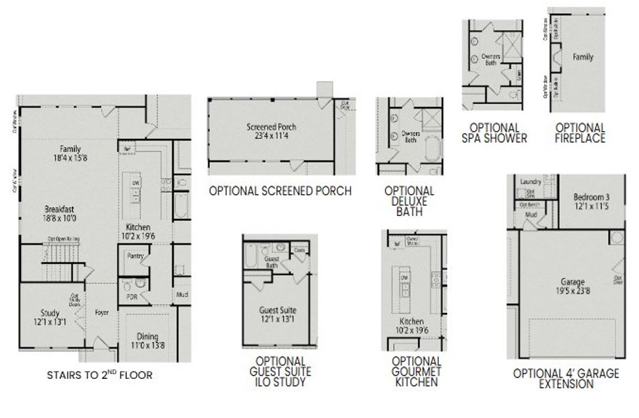 2D floor plan layout for the The Magnolia II A Two Story by Davidson Homes LLC in Rockport, Wake Forest, NC (Image 5).