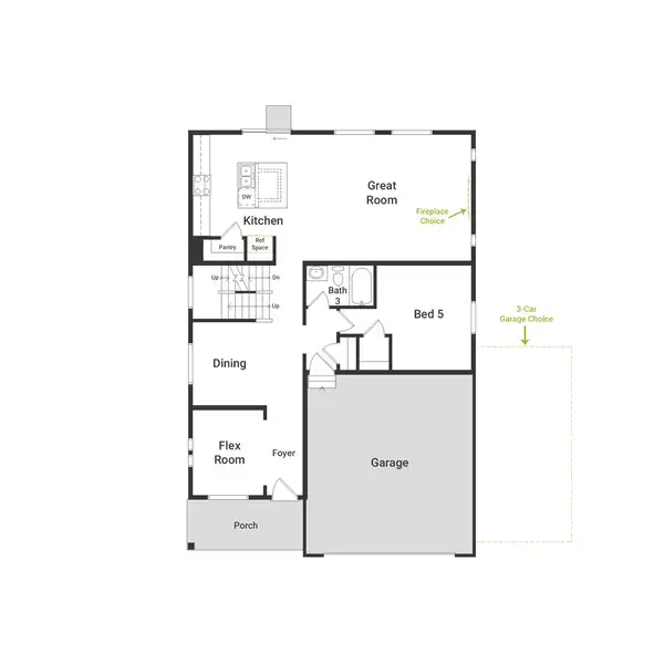 2D floor plan layout of this home in Thompson River Ranch, Johnstown, CO (Image 3).