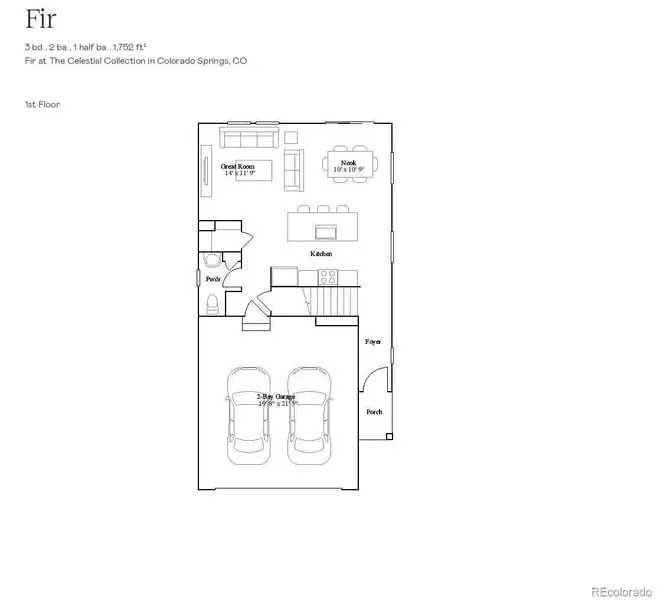 2D floor plan layout of this home in Copper Chase: The Celestial Collection, Colorado Springs, CO (Image 2).