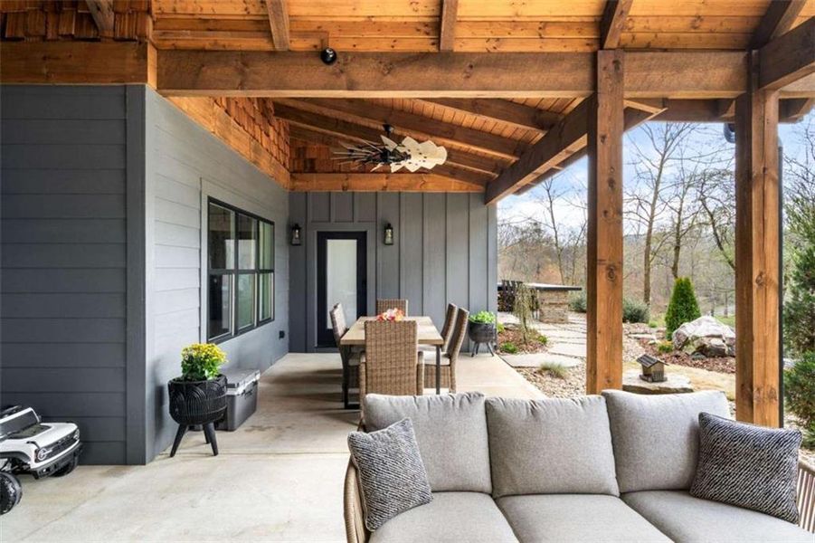 Exterior details and patio area of a home in , Ellijay (Image 32).