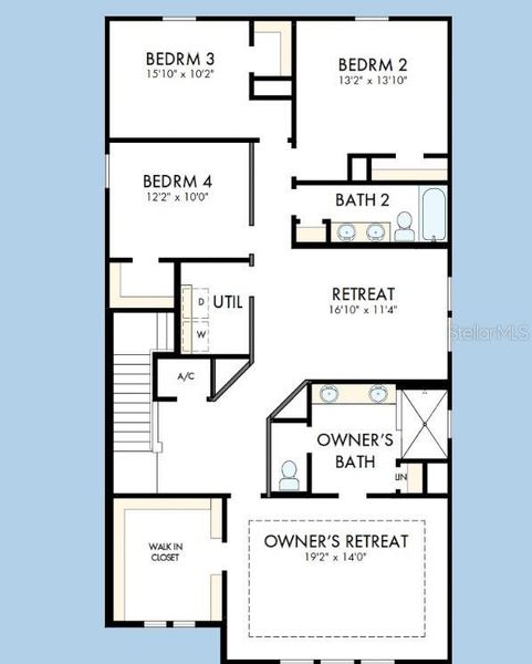 2D floor plan layout of this home in Chapel Crossings - Garden Series, Wesley Chapel, FL (Image 3). 2D floor plan layout of this home in Chapel Crossings - Garden Series, Wesley Chapel, FL (Image 3).
