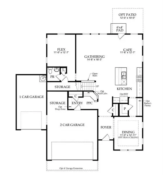 2D floor plan layout of this home in Creekside at Skelton, Jefferson, GA (Image 4).