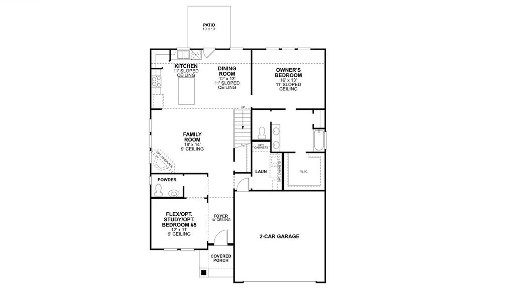 2D floor plan layout for the Bryant by M/I Homes in Eliana, McKinney, TX (Image 3).