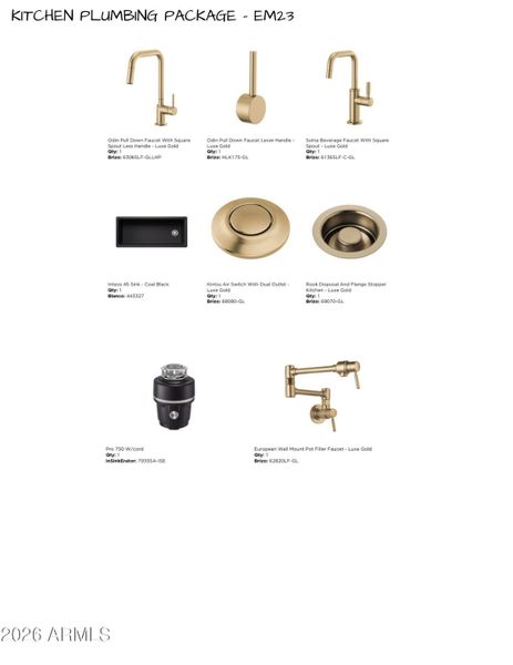 EM23 Kitchen Plumbing Pkg.