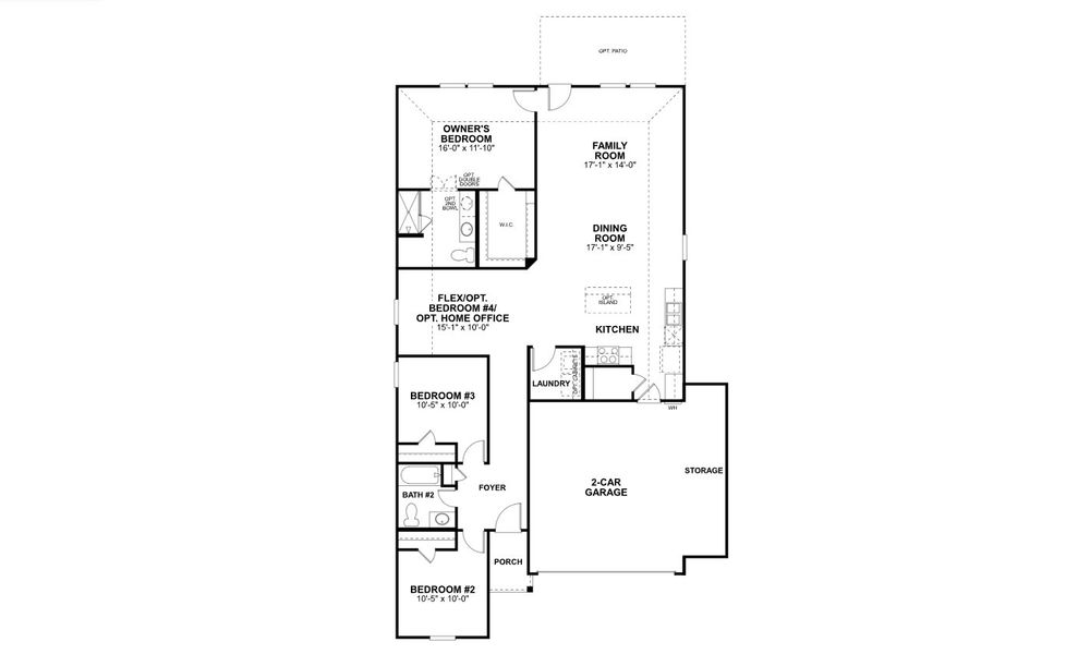 2D floor plan layout for the Eastland by M/I Homes in Verano Farms, Von Ormy, TX (Image 3).