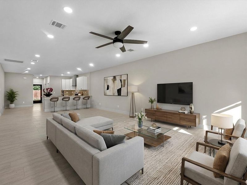 Bright open-concept living with natural light Bright open-concept living with natural light