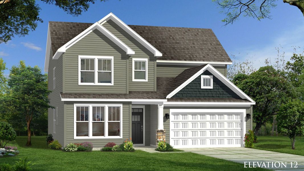 Representative exterior photo of a completed home built from the Drayton by DRB Homes in Owen Park, Gibsonville, NC (Image 15). Representative exterior photo of a completed home built from the Drayton by DRB Homes in Owen Park, Gibsonville, NC (Image 15).