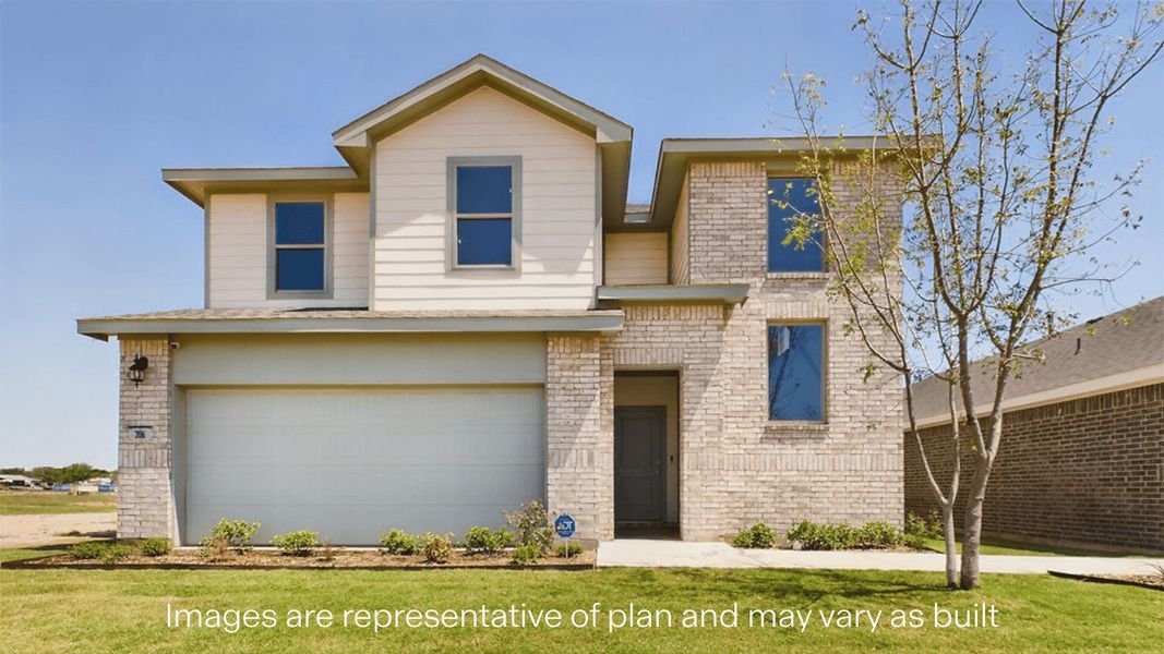 Front exterior of a new home in Terra Vista, Lubbock, TX, highlighting curb appeal (Image 1).