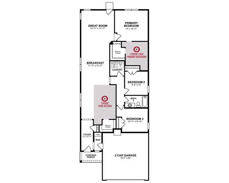 2D floor plan layout for the Daisy by Beazer Homes in Somerset: Essentials Collection, Myrtle Beach, SC (Image 4).