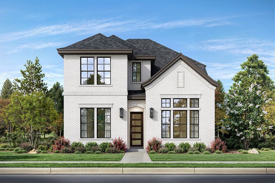 Representative exterior photo of a completed home built from the Nelson by Landon Homes in Fields - Brookside, Frisco, TX (Image 1). Representative exterior photo of a completed home built from the Nelson by Landon Homes in Fields - Brookside, Frisco, TX (Image 1).