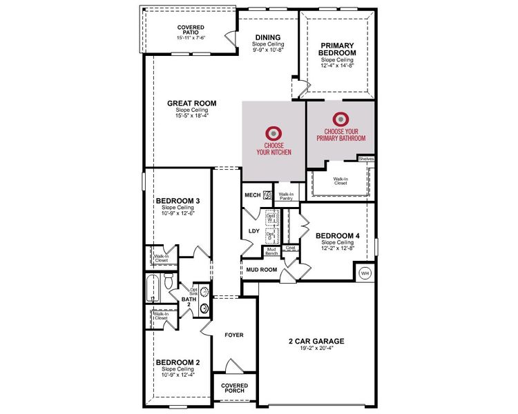 2D floor plan layout for the Teton by Beazer Homes in Cottonwood, Dorchester, TX (Image 3).