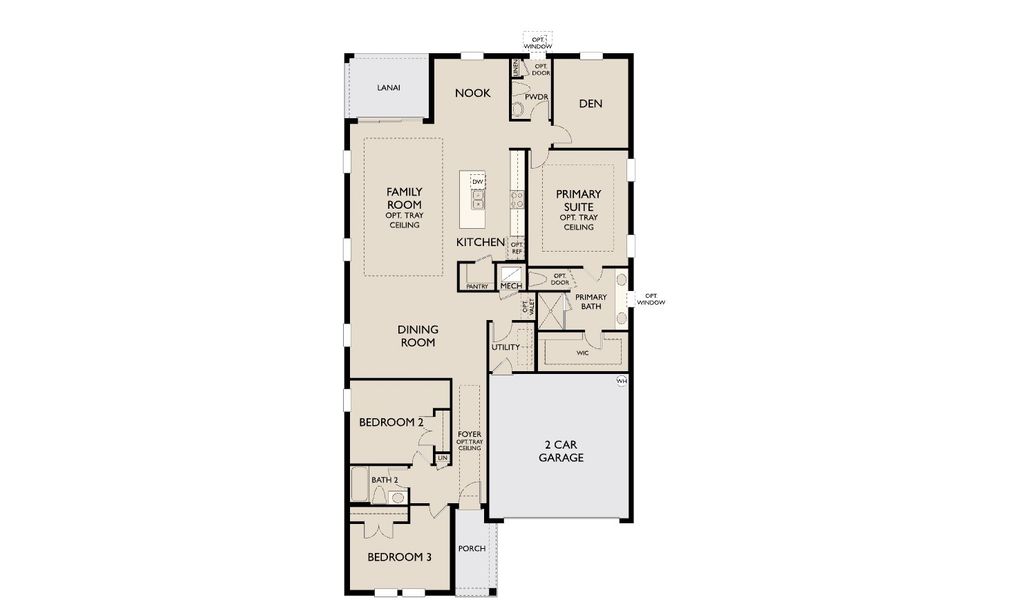 2D floor plan layout for the t by Ashton Woods in Berry Bay, Wimauma, FL (Image 3).