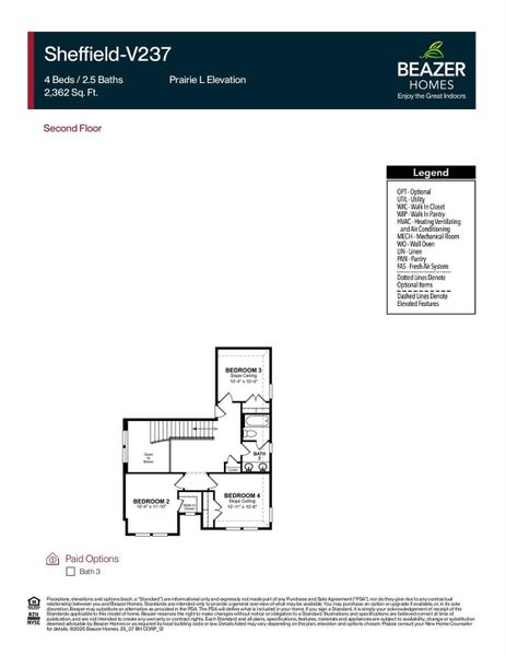 2D floor plan layout of this home in Arabella on the Prairie, Richmond, TX (Image 3).