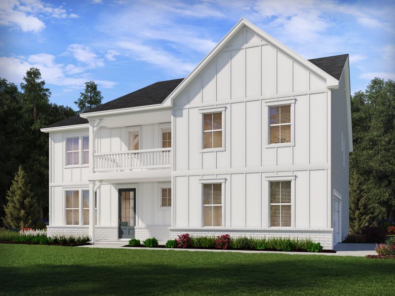 Representative exterior photo of a completed home built from the Orchard Park Basement by Meritage Homes in River Pointe, Monroe, GA (Image 2).