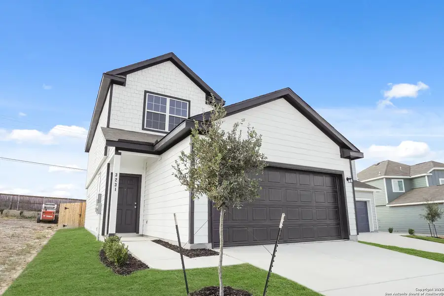 Front exterior of a new home in Katzer Ranch, Converse, TX, highlighting curb appeal (Image 1).
