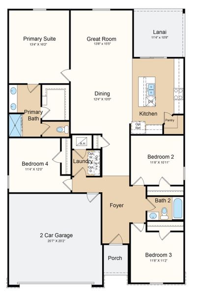 2D floor plan layout of this home in Coopers Meadow, Jacksonville, FL (Image 5).