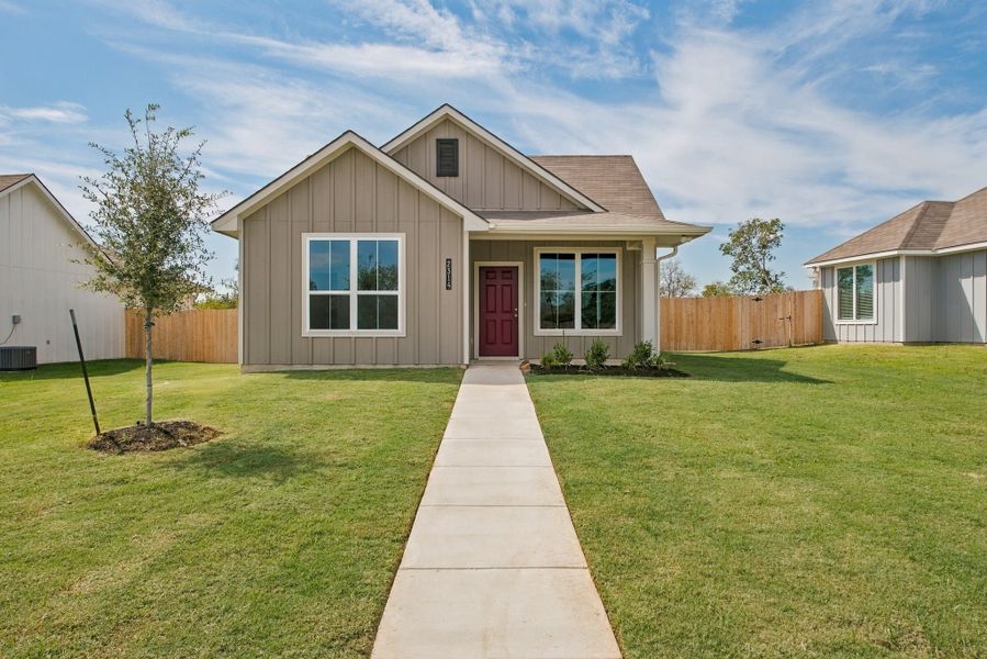 Representative exterior photo of a completed home built from the The 997 by Stylecraft Builders in The Cottages at Pagosa Springs, Bryan, TX (Image 1). Representative exterior photo of a completed home built from the The 997 by Stylecraft Builders in The Cottages at Pagosa Springs, Bryan, TX (Image 1).