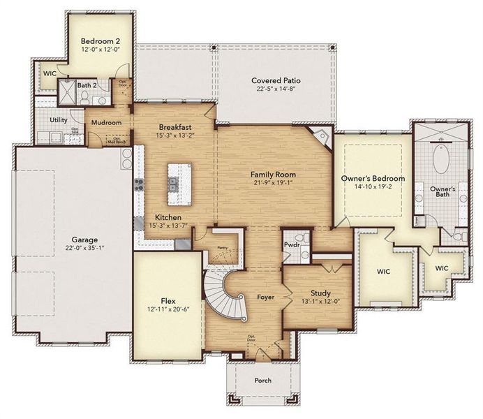 2D floor plan layout of this home in Las Brisas at Stoney Creek, Sunnyvale, TX (Image 1).