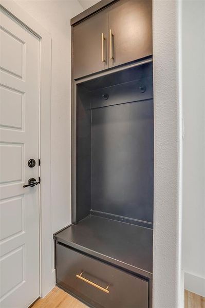 Mudroom featuring light hardwood / wood-style flooring