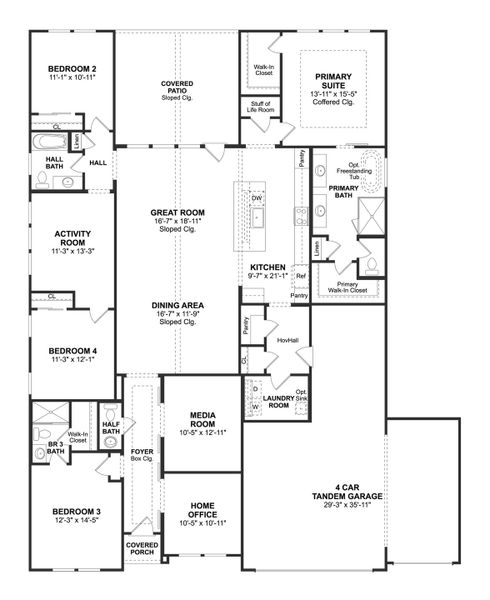 2D floor plan layout for the Geneva by K. Hovnanian® Homes in Lakeview, Waller, TX (Image 2).