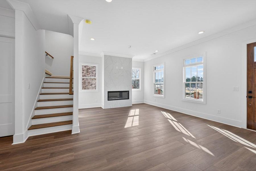 Spacious, unfurnished interior of a new home in Skyview On Broad, Sugar Hill (Image 37). Spacious, unfurnished interior of a new home in Skyview On Broad, Sugar Hill (Image 37).