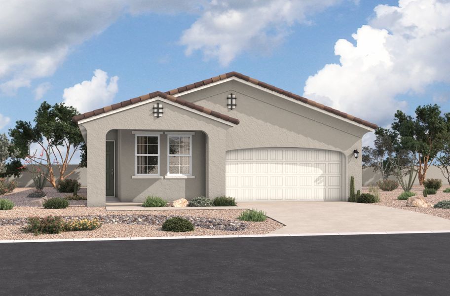 Representative exterior photo of a completed home built from the Pinehurst by Beazer Homes in Bethany Grove, Glendale, AZ (Image 1).