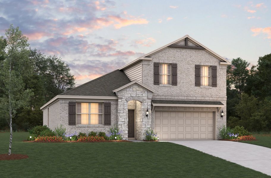 Representative exterior photo of a completed home built from the Berkshire by Beazer Homes in Whitewing Trails: Meadows 50', Princeton, TX (Image 1).