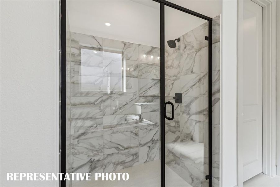 You will never want to leave this spacious walk in shower in your new owner's bath!  REPRESENTATIVE PHOTO