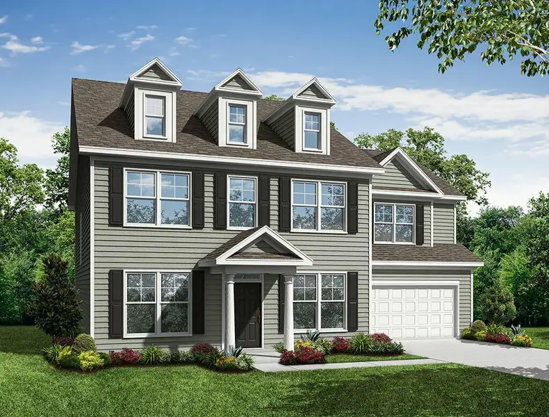 Front exterior of a new home in Chasewood, Mint Hill, NC, highlighting curb appeal (Image 1). Front exterior of a new home in Chasewood, Mint Hill, NC, highlighting curb appeal (Image 1).