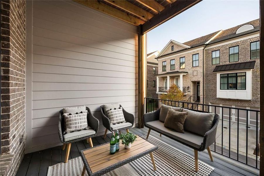 Exterior details and patio area of a home in Towns on Thompson, Alpharetta (Image 3).