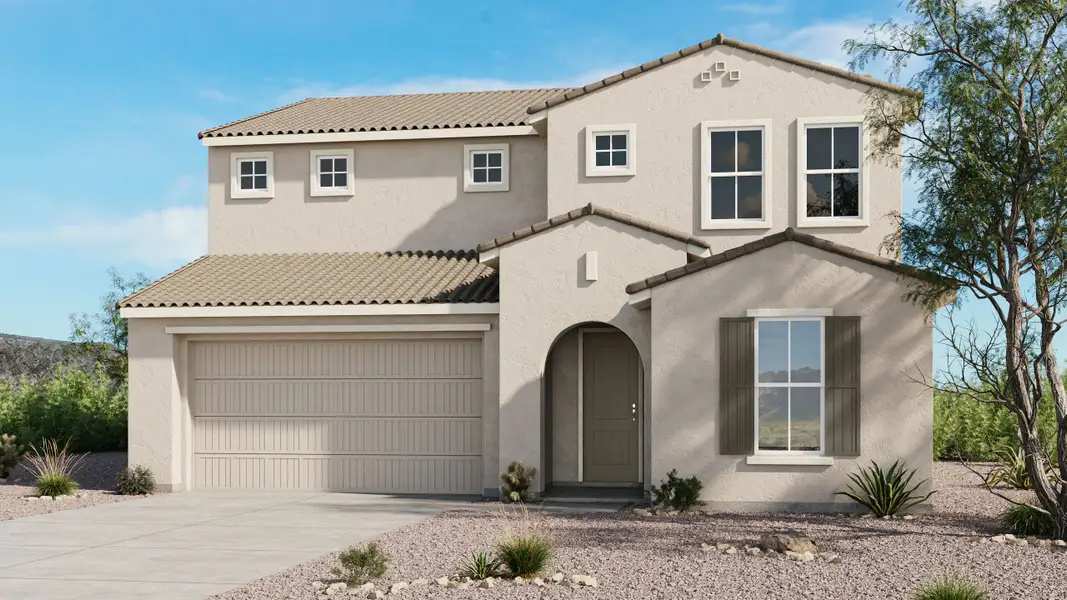 Representative exterior photo of a completed home built from the Legacy by Taylor Morrison in Saddleback, Peoria, AZ (Image 1). Representative exterior photo of a completed home built from the Legacy by Taylor Morrison in Saddleback, Peoria, AZ (Image 1).