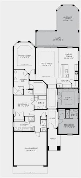 Structural options added include: Tray ceiling package, extended garage, bed with bath in place of flex, study in place of dining room, covered outdoor living, 8' interior doors, and outdoor kitchen rough-in.