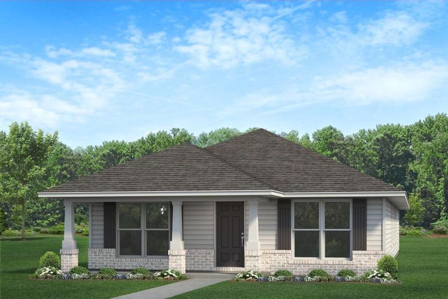 Front exterior of a new home in East Bay, Panama City, FL, highlighting curb appeal (Image 1). Front exterior of a new home in East Bay, Panama City, FL, highlighting curb appeal (Image 1).