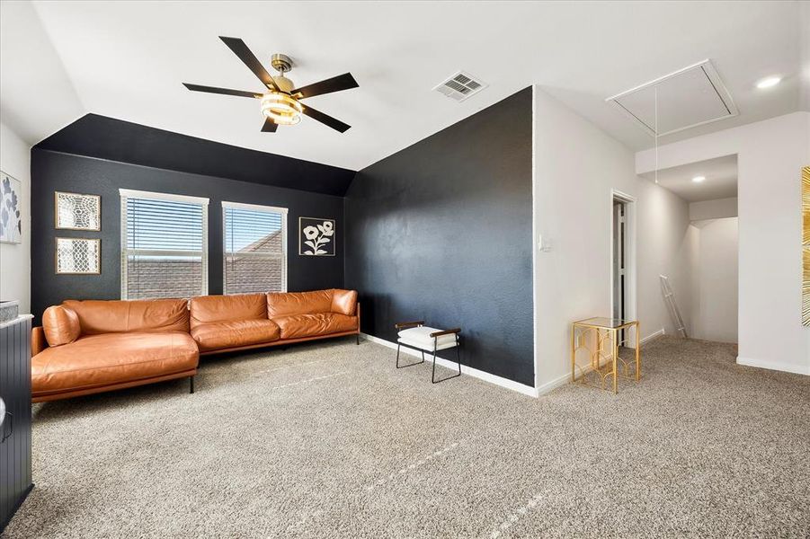 Expansive 2nd living area can double for game room