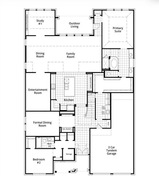 2D floor plan layout for the 224 Plan by Highland Homes in Two Step Farm: 60ft. lots, Montgomery, TX (Image 32).