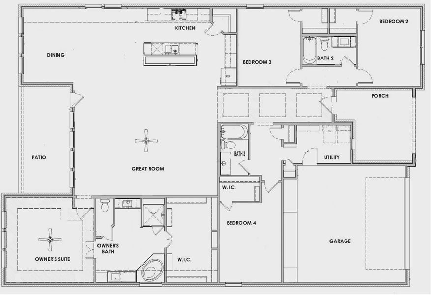 2D floor plan layout of this home in Rio Vista at Kelly Ranch, Aledo, TX (Image 5).