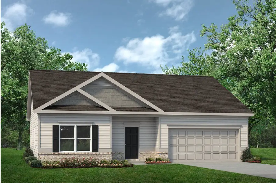 Front exterior of a new home in Marlin Pointe, White House, TN, highlighting curb appeal (Image 1).